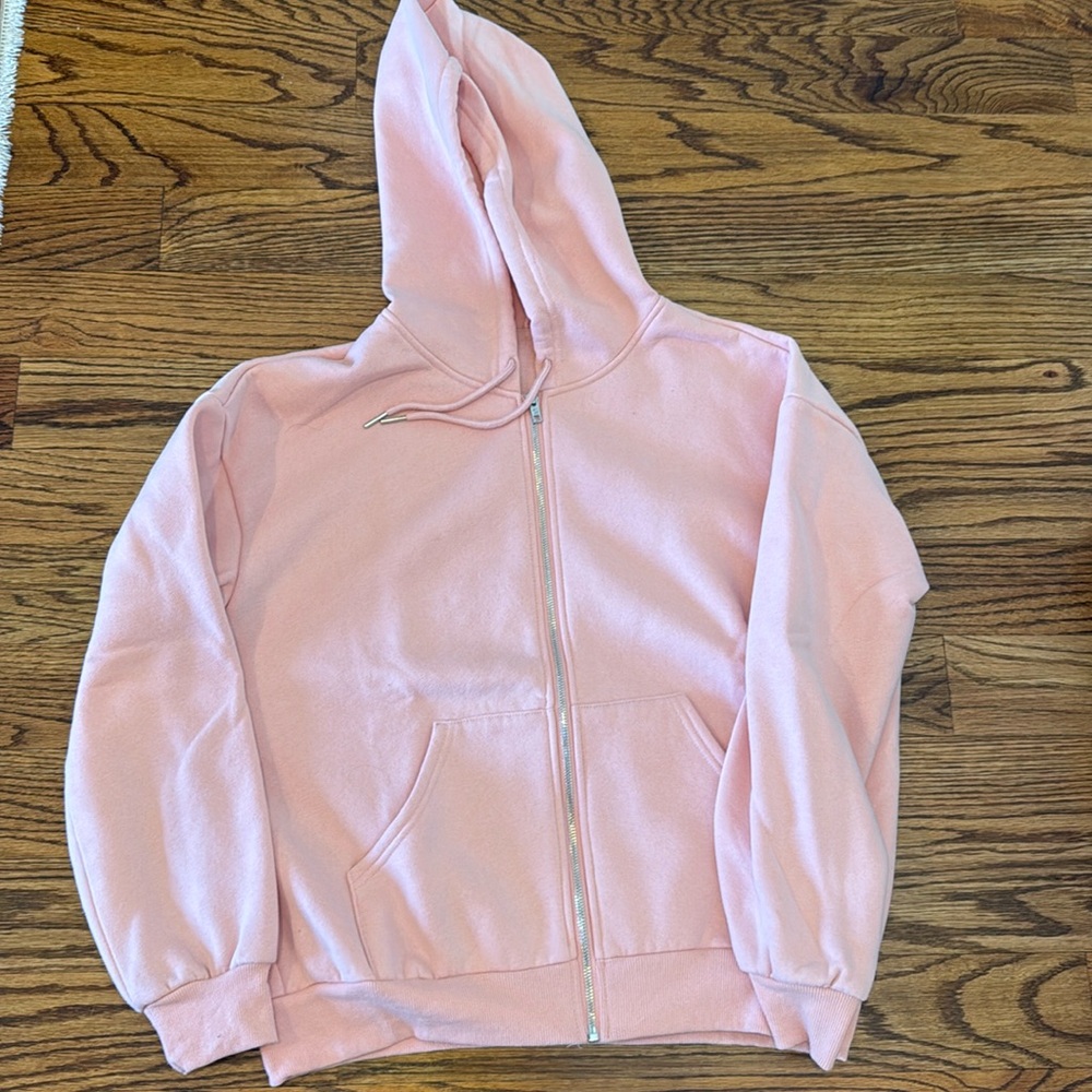 SHEIN Coral pink woman’s fleece zip up hoodie sz M